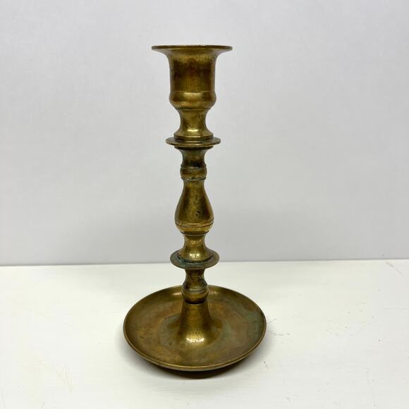 Rustic Brass Classic Candlestick Holder - Picture 1 of 5